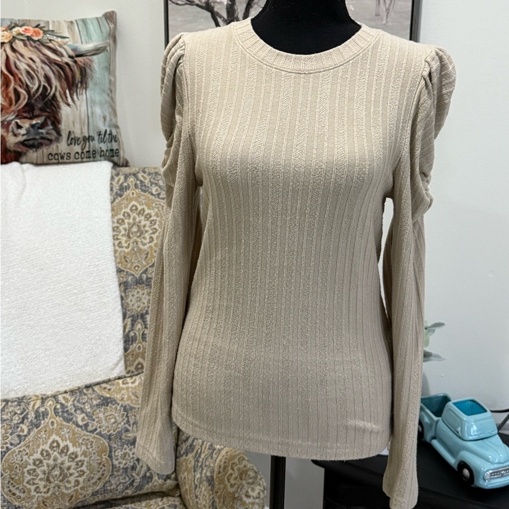 Another Love Cream Ribbed Top